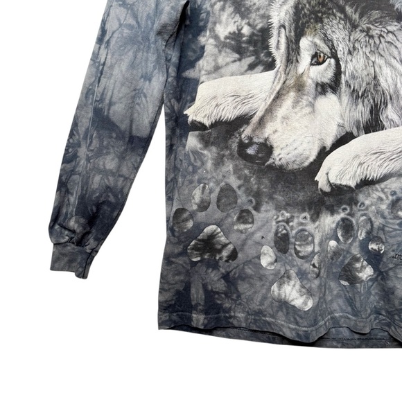 VINTAGE The Mountain Wolf Long Sleeve Unisex All Over Graphic Tee Sz M - Picture 4 of 9